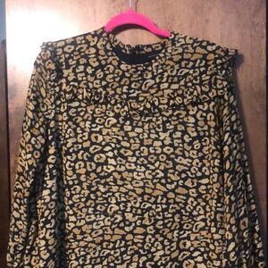 Who What Wear Leopard Print Midi Dress - Black and Gold